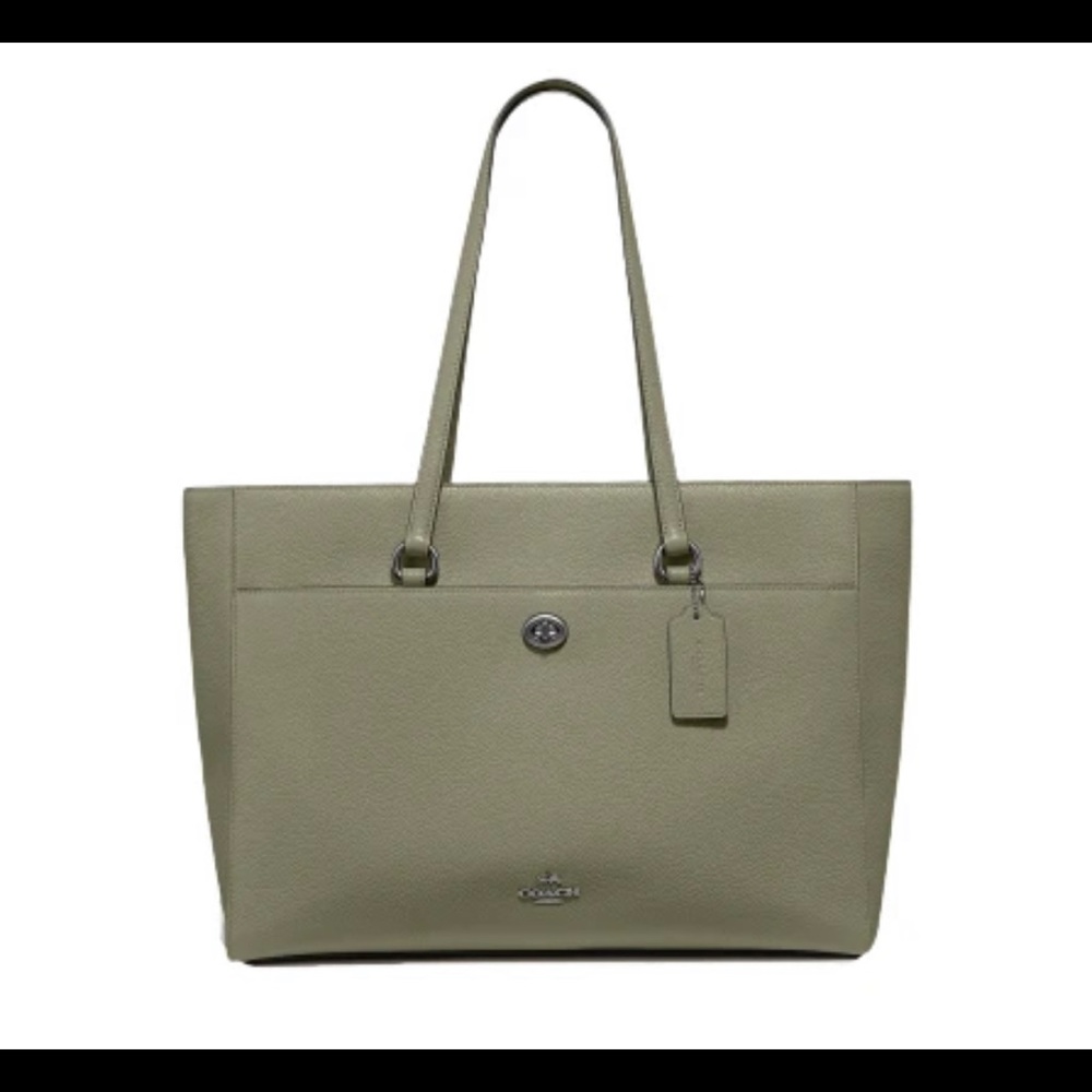 NWT Coach Crossgrain Leather Folio Tote Light Fern